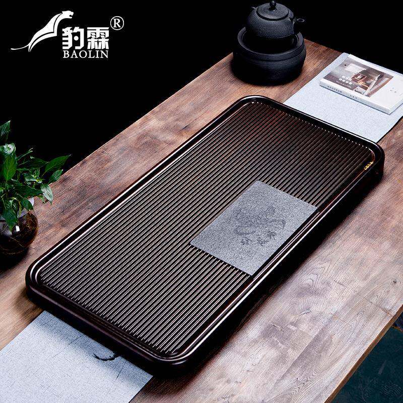 整块重竹茶盘简约长方形茶具托盘大号家用小号竹制排水式茶台竹子