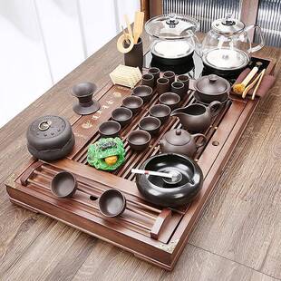 茶盘实木家用底部上水玻璃烧水壶全自动一体茶具套装客厅整套功夫