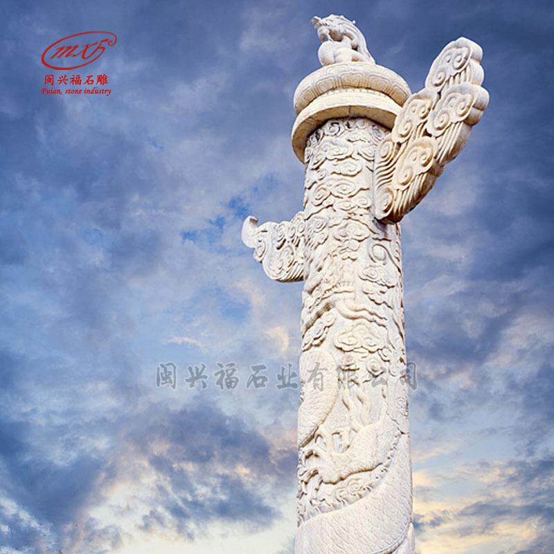 惠安汉白玉盘龙柱大理石石雕华表汉白玉文化柱广场雕塑摆件