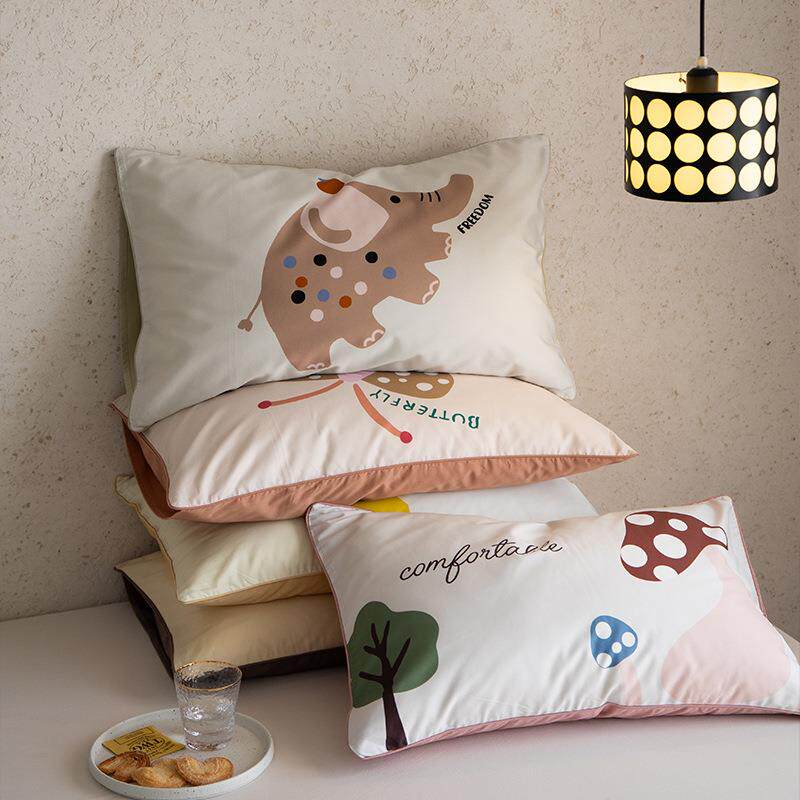 卡通风100s全棉数码印花枕套48x74cm一对装可爱印花家用枕头套