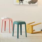创 时尚 北欧简约塑用料凳子加方厚成人家餐凳桌高板凳现代MS 950