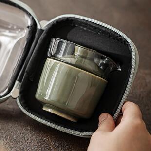 装越窑青瓷行快客杯便携式一人旅茶露具套户外营23.9.21-旅游泡茶