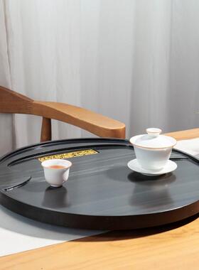 天号然整块皇庭玉绿木水纹石茶盘乌ZON圆金创意大小形家用干泡排