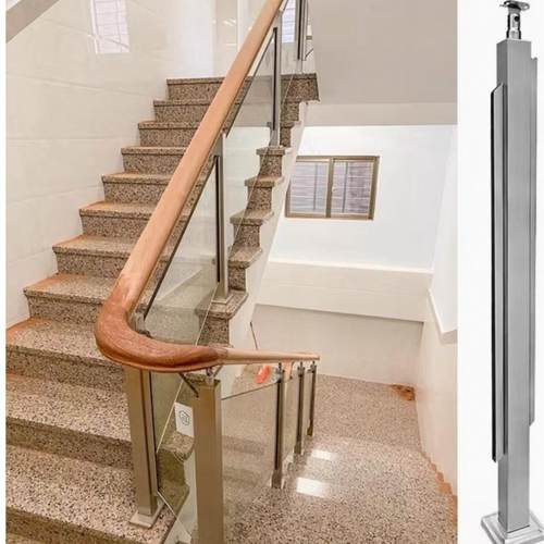 304不锈钢楼梯扶手工程立柱室内外家用卡夹免开孔阳台玻璃护栏杆