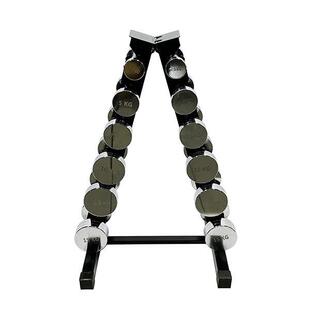 健身房商用钢制哑铃套装电镀钢哑铃架子组合六对电镀圆钢哑铃