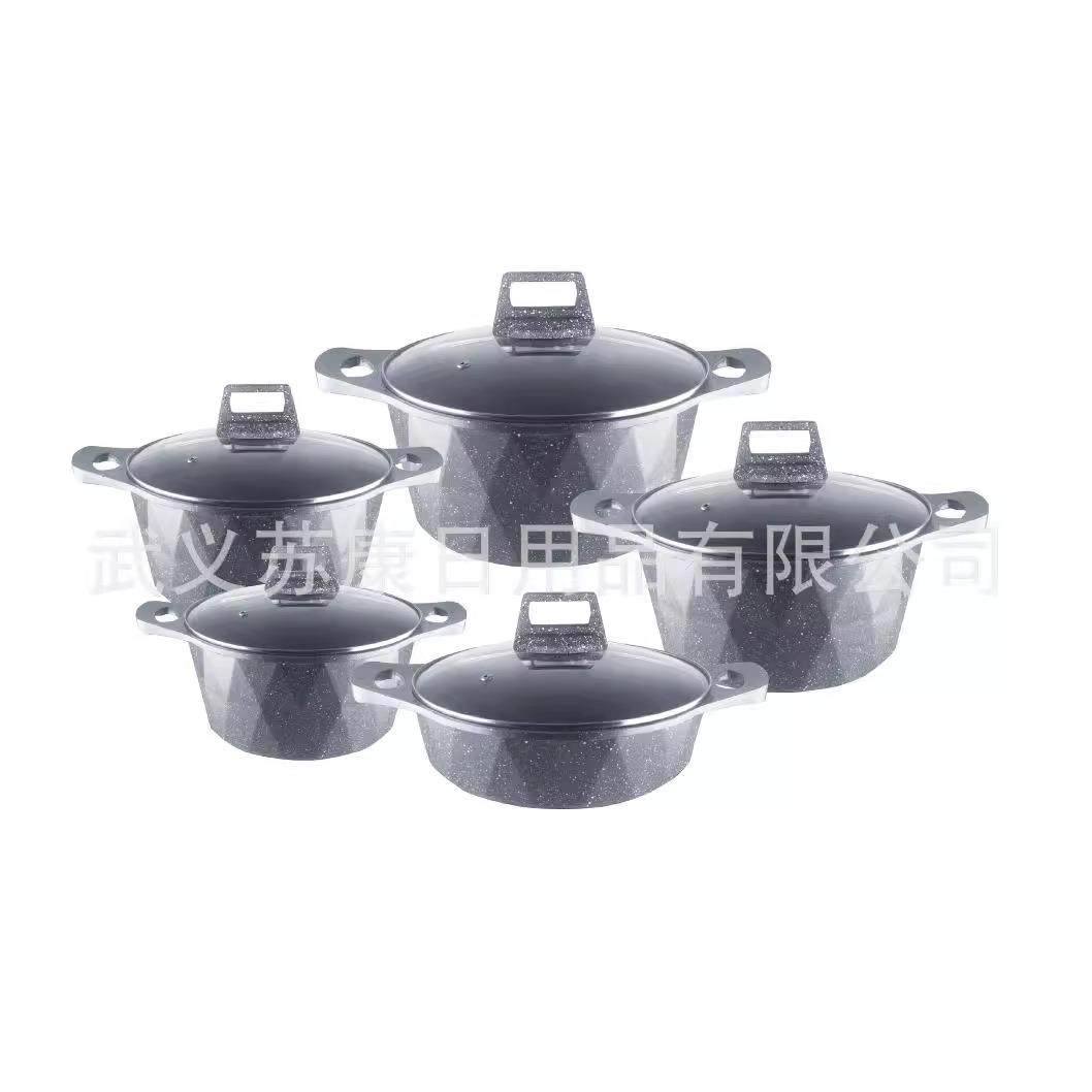 HK新款大钻10件套锅具撒点陶瓷砖石不粘汤锅套装压铸锅麦饭石,纺织面料/辅料/配套,纺织机械配件,淘宝优惠券,粉丝福利购,淘宝优惠卷