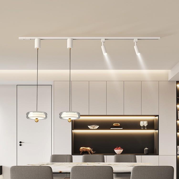 可移轨动道餐厅灯前岛台法式奶咖灯具油风花苞啡厅吧台吊灯餐桌台