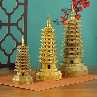 昌黄铜八卦文塔摆件房书桌面125装饰铜三塔九层十层文昌塔