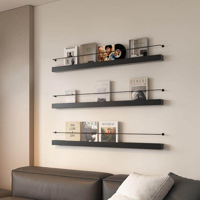 北欧金壁星伟属铁艺一字挂墙客厅墙上简约报书刊架装饰杂志物置展