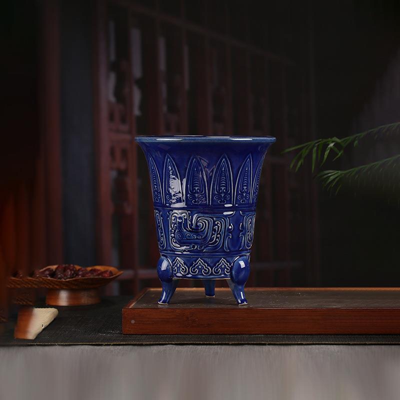 治诚张花砂盆釉水兰花盆居宜兴紫可阳台家摆件常青YLH01藤YLH01