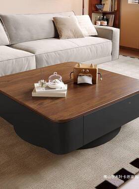 方岩板茶几现代形风简约轻奢客厅家用中古黑色IIN组茶桌极简合