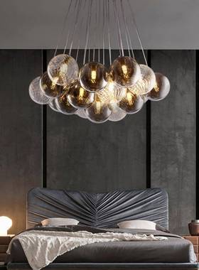 轻奢客厅北吊灯厅灯璃欧玻泡泡餐月球灯新款卧室星83606球网红店