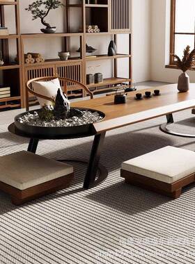 RZP茶实木榻米茶桌民宿日式矮椅桌组合室景观茶桌原榻木禅意泡茶