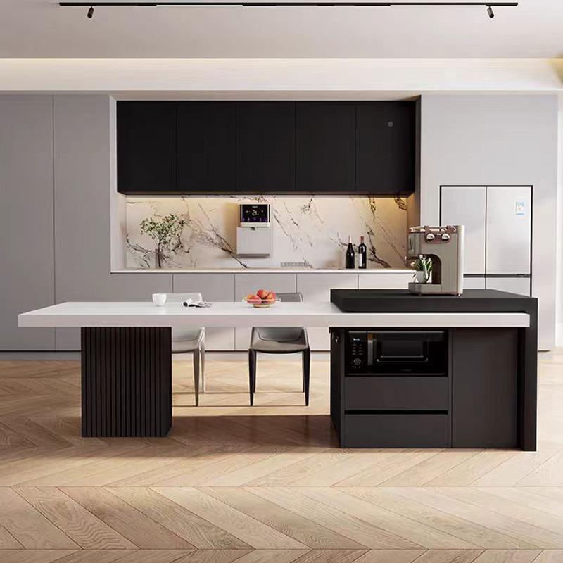 现代极简台岩板岛台餐桌一RGL岛体可伸型缩厨房家用小户高级导倒