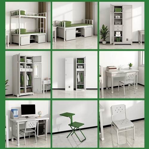 1干4款制习式营具上下铺层铁床学桌椅电双脑桌部HY-YJ-00宿舍内务