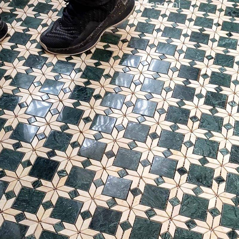 轻法式客厅瓷砖哑鱼骨木白纹砖面碧绿方块柔光卫生间柔釉砖奶油焦