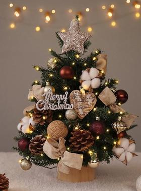 圣诞树家Y圣666KAtfr诞节场景桌面布置in带灯DIs迷你装饰品小型用