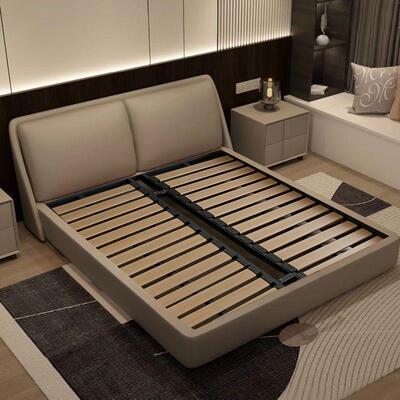 意式网轻奢皮床北TFE欧红风ins床奶油主卧皮艺床现代简约软靠床单