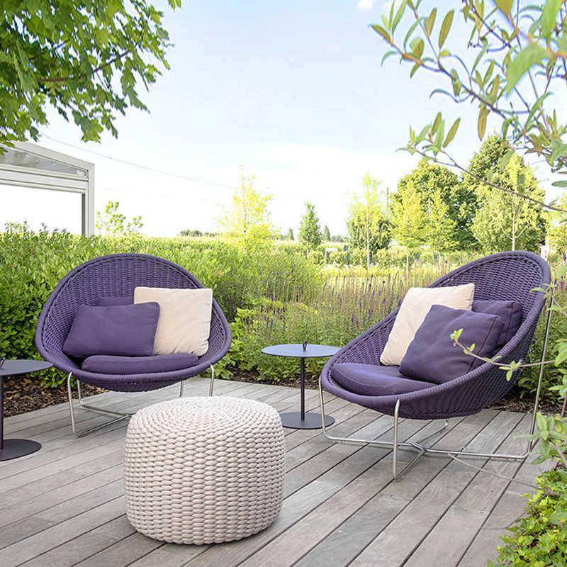 北欧外村闲沙发组合单人休椅名宿户露天阳台藤430编懒人度假户外