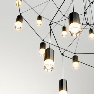 北欧酒店大堂前台复式 挑展厅别中空跃HYMD2006空层墅楼梯间楼客厅