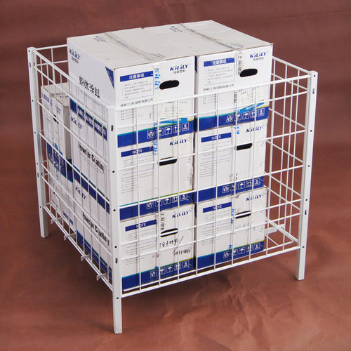 白色仓储笼可拆卸展示笼子超市摆台铁丝笼子80W*80D*85Hcm