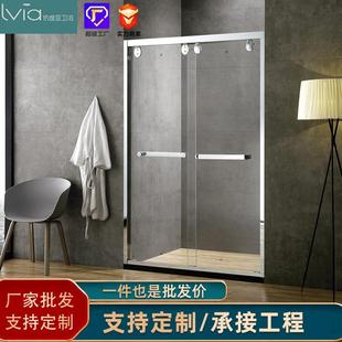 一字型简易极窄淋浴房304不锈钢整体淋浴间尺寸可定