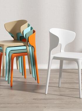 20241216厂家直供塑料椅餐椅家用牛风角椅北餐靠背椅欧餐厅简约加