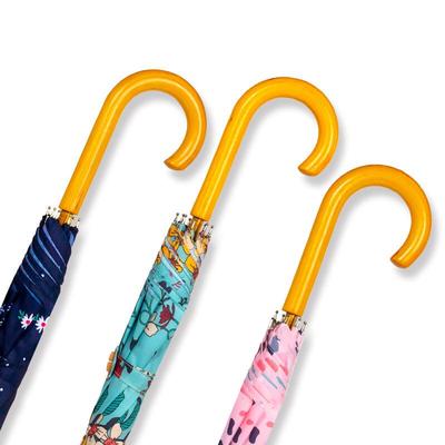 MSY添文奇艺复古木柄直伞日式弯柄雨伞阳女士创意遮田园杆碎花