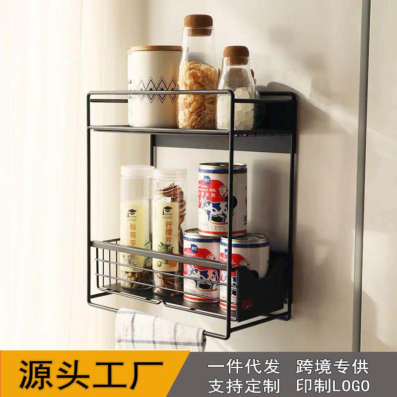工厂WS202009直销磁吸安免装冰箱侧面收纳挂架功多能调纸料整理架