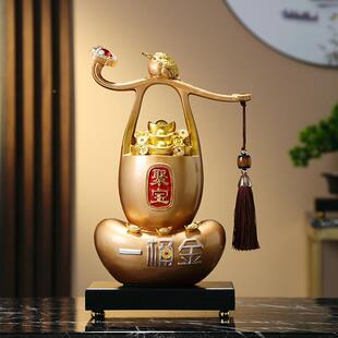 创意中金色一聚式一桶金宝盆摆件招财聚财家客居厅玄关档装饰乔迁
