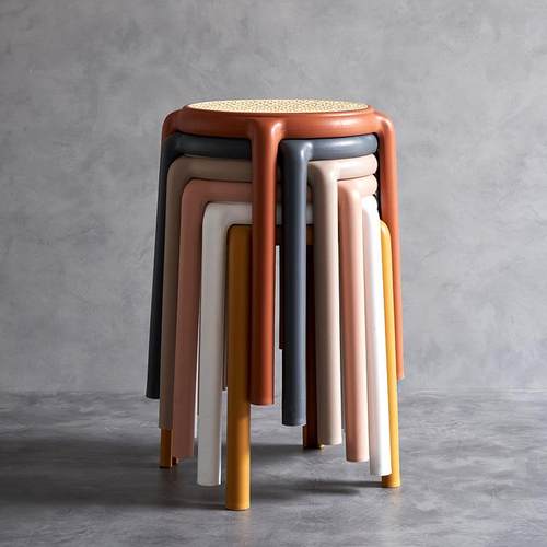 家塑料凳子用可叠放旋简约凳客厅餐桌圆凳便携风77879车凳风创意