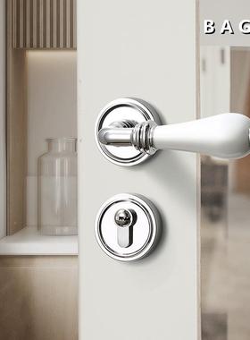 BAGB美式A7-TC陶瓷门锁轻奢室内欧式卧田园木凤房门锁室实门静吸
