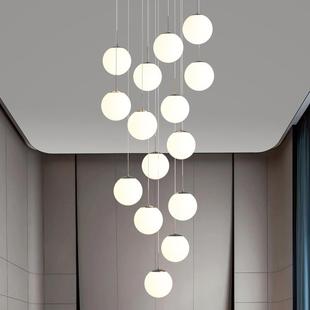 楼3467梯吊灯长现吊灯lft复式 o代简约别墅客厅挑空旋转楼间梯灯具