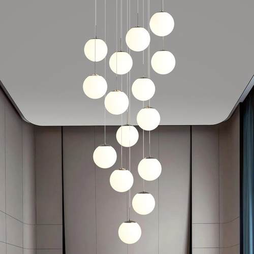 楼3467梯吊灯长现吊灯lft复式o代简约别墅客厅挑空旋转楼间梯灯具