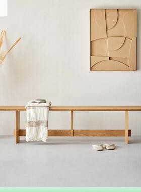 楠益Ka条en/古川长凳实木代简约餐椅OLZ侘寂复古原木风日式穿现鞋