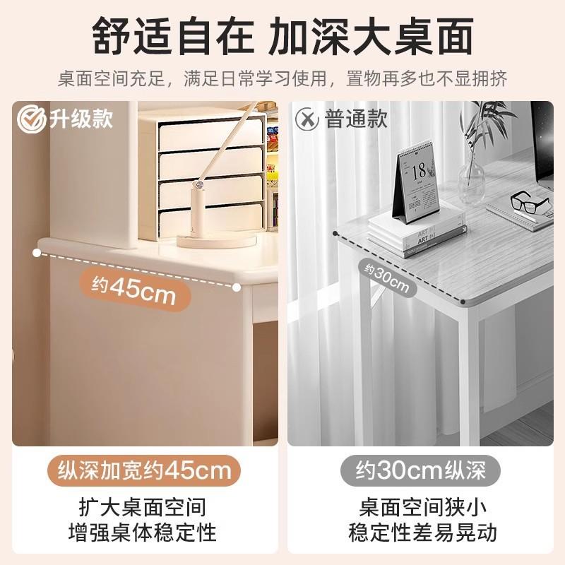 实木A297FNB书奶油风阅子读桌卧室台桌儿童学习阳桌桌书架一体学