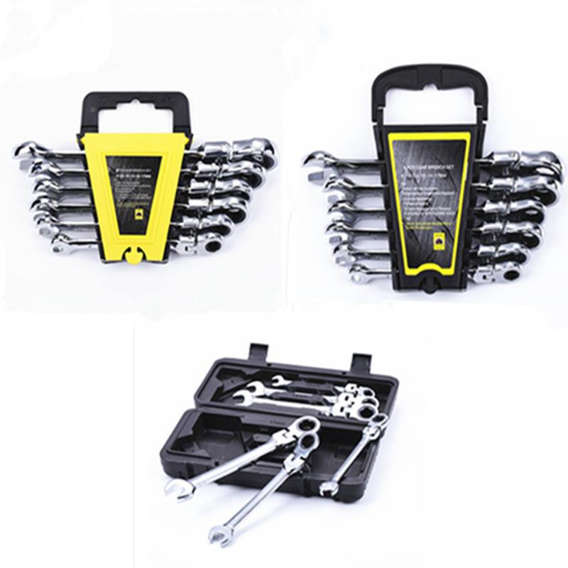 定宇工具-9PCS套装266直柄动活两CRV铬用钒钢扳手活动棘轮扳手5套