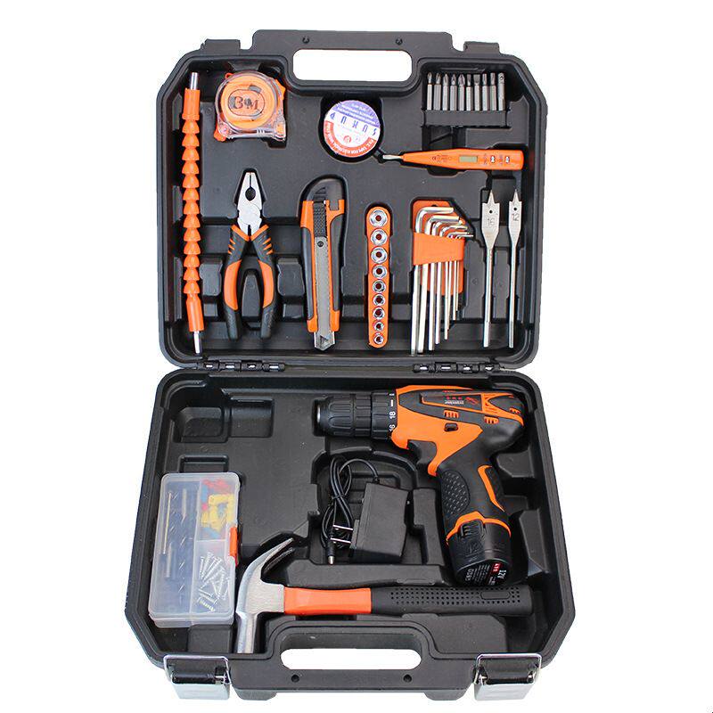 家用工具箱 手电钻工具套装 组套工具 锂电充电钻 12V 一电一充
