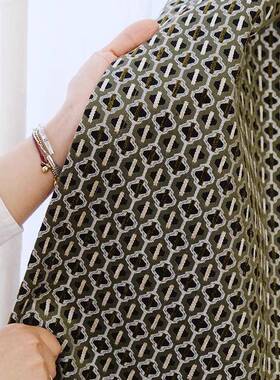 法式理南洋19774中古古风窗帘客厅卧室高级感肌几何复绿雪尼尔款