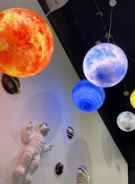 网红球吊灯发顶26429星空吊光装饰灯酒吧地球灯行星月星球灯创意