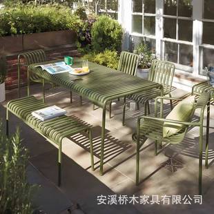 户外铁艺桌椅庭套件室外红简院约QM518066露台茶桌阳台餐桌椅桌组