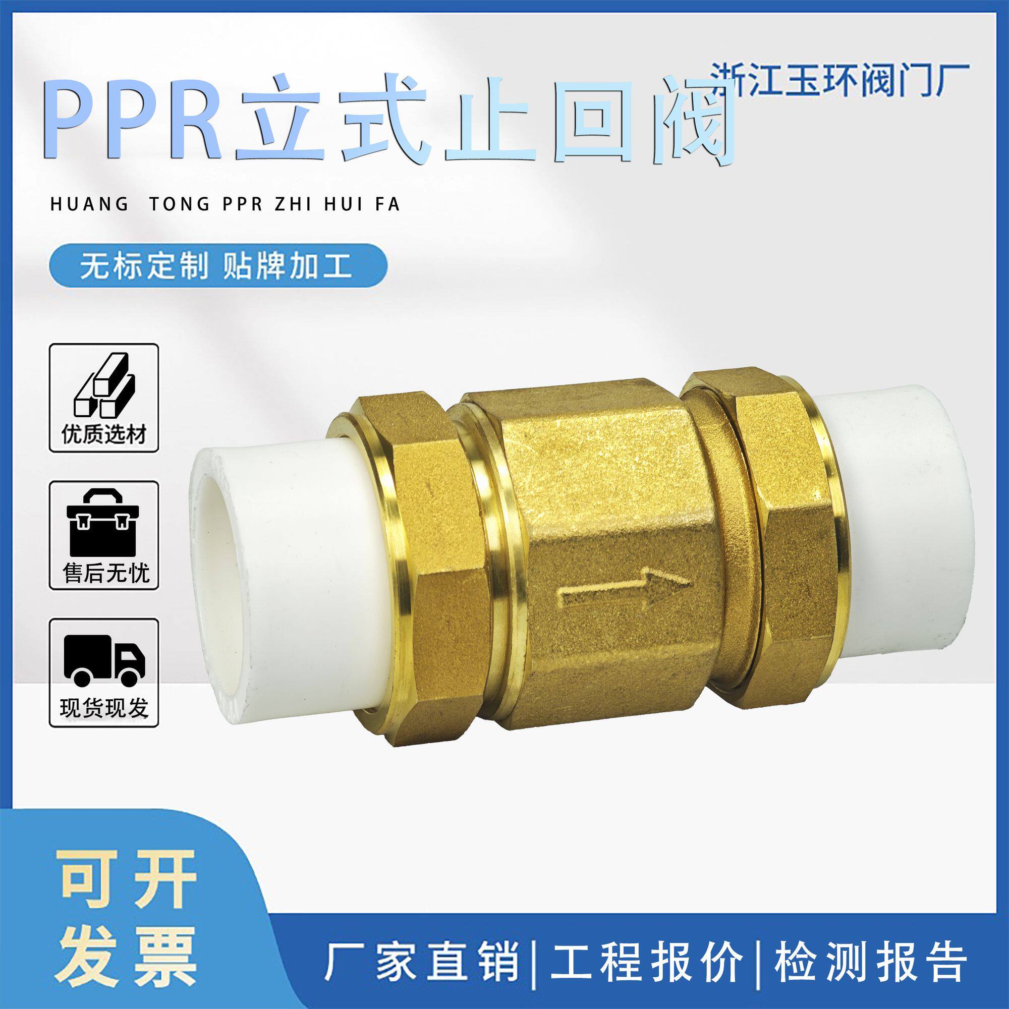 PPR立式止回阀热熔焊接4分6分自来水管单向阀20/25黄铜立式止回阀