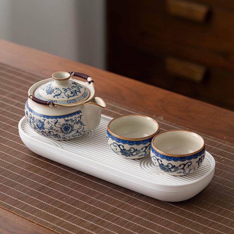 缠枝莲烫一壶两杯小套装用家简约一茶DW-CJTZ5二人泡功夫茶具不手