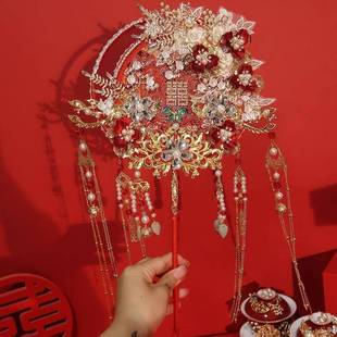 厂家直供新中式团扇新娘团双面禾钟扇品豪华成凤求凰秀服扇子古风