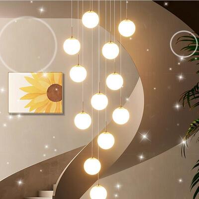 楼梯吊灯客厅长吊客灯现代简约lft569旋别墅酒店厅轻奢复o式公寓