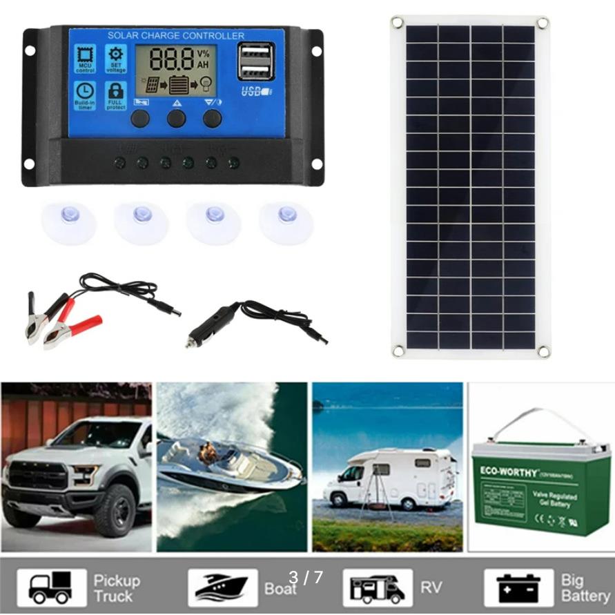 300太阳能电池板用套件1W0-60A控制太阳能电器太阳能板池适于汽车