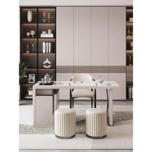 阳台茶桌椅现组合轻奢代极JUF简式岩板办公泡茶一套装高端全自动