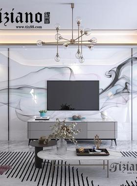缇香电视背景墙壁画现代简瓷微晶石画瓷砖约客厅52027电视砖背景