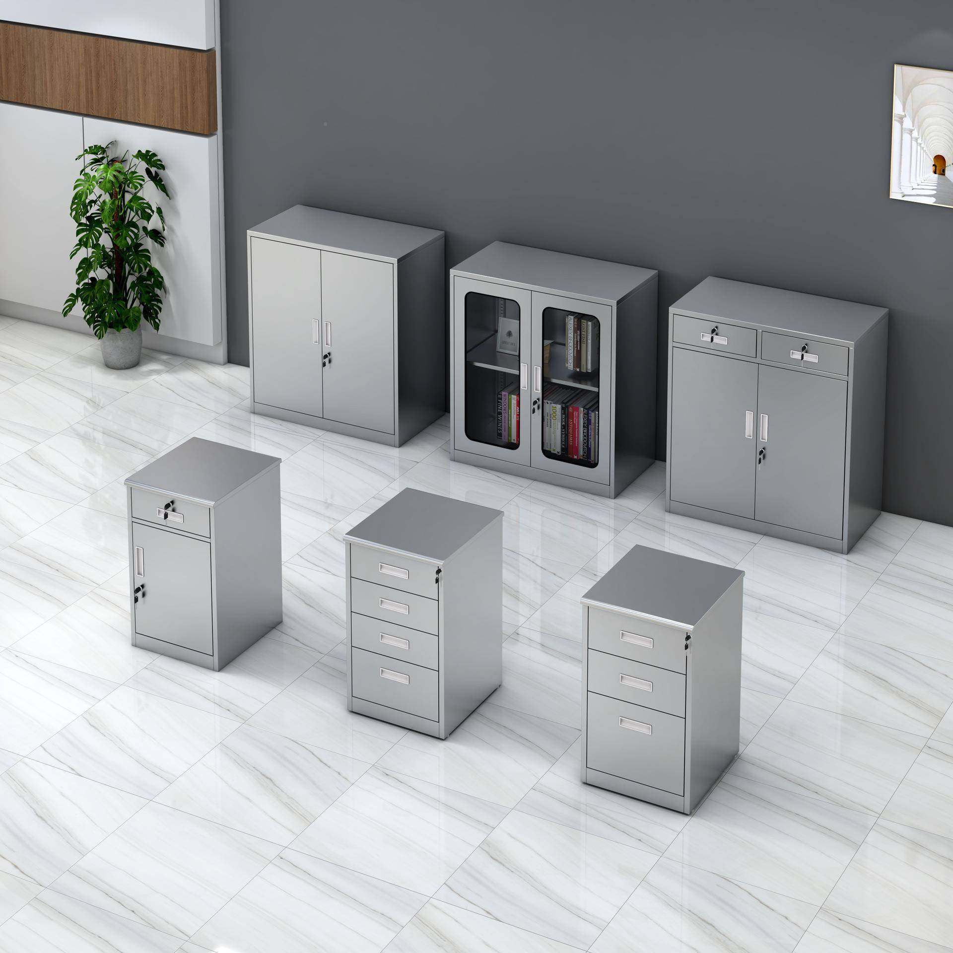 不锈钢ZH-00269柜矮文件柜床头柜储带锁抽屉柜一斗一门桌下活物动,商业/办公家具,办公储物柜,淘宝优惠券,粉丝福利购,淘宝优惠卷