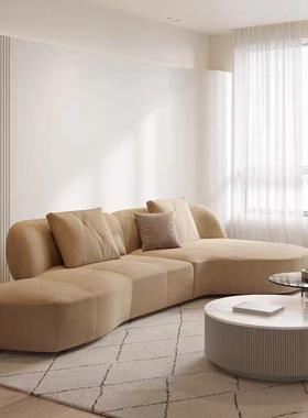 式轻中古沙发奢奶42945油风别墅大平层多人位异法形转式组合角布